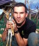 Balazs Buzas with ~ 2 months old Guenther’s Dik-dik (<em>Madoqua guentheri</em>), Gabo village (945 m), 2 km NE of Turmi, South Omo Valley, ETHIOPIA. Photo: Zoltan Serfozo.