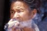 Old woman with cigar, Shwezigon Paya, Bagan, MYANMAR (BURMA)