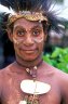 Dancer from Palembai is wearing a hat decorated with Cassowary feathers (<em>Casuarius</em> sp. ), local festival, Pagwi, Middle Sepik River, PAPUA NEW GUINEA